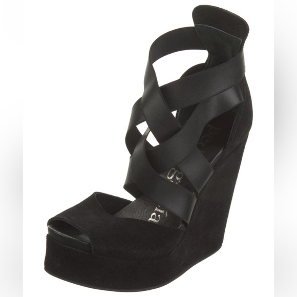 Pedro Garcia Shoes - Pedro Garcia Black Suede Wedge Sandals sz 7 ex condition